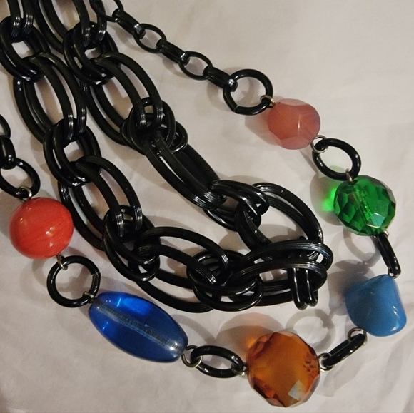 Sabika S20 Digitized Multi Colored 34" Black Chain Necklace Can Be Doubled NWOT - Picture 5 of 6